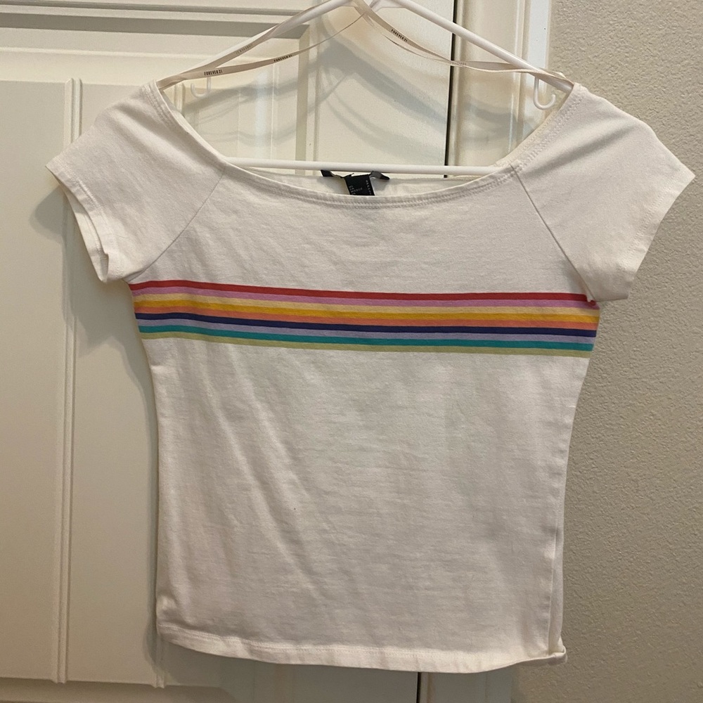 women’s rainbow off the shoulder top